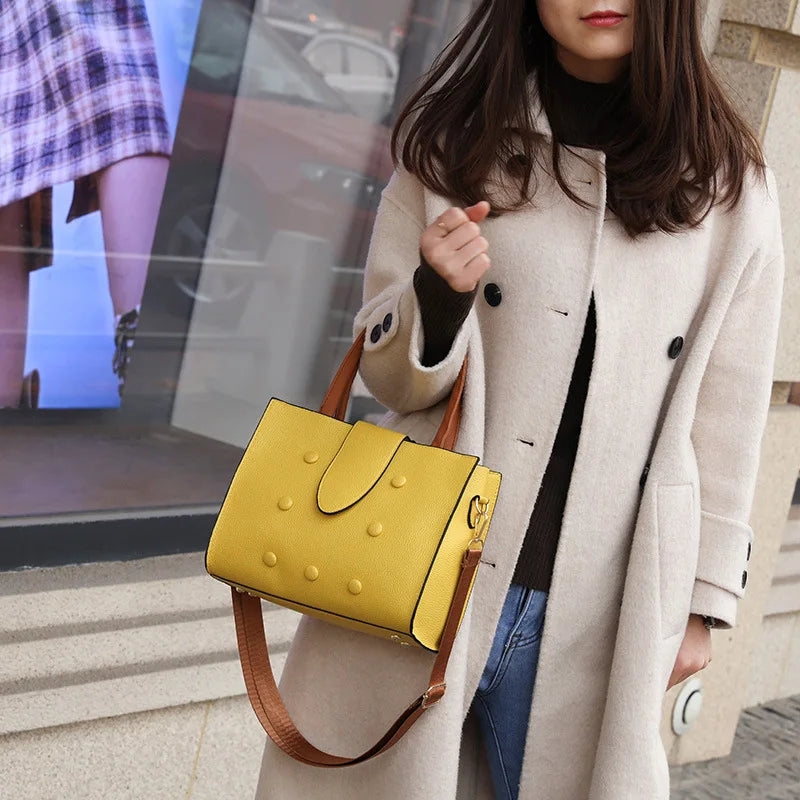 Retro Solid Crossbody Handbag Totes Women Casual PU Leather Shoulder Purse