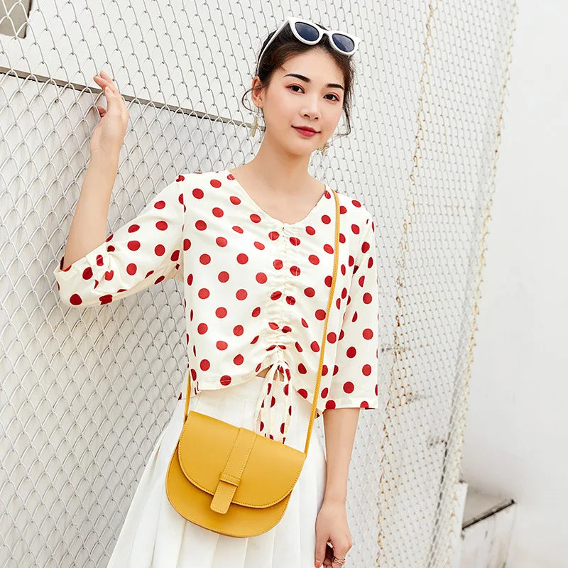 Retro Leather Women's Shopping Bag Handbags Shoulder Saddle Bag