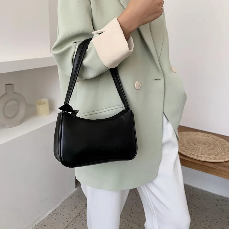 Retro Solid Totes Bag Women's Handbag PU Leather Shoulder Underarm Bag