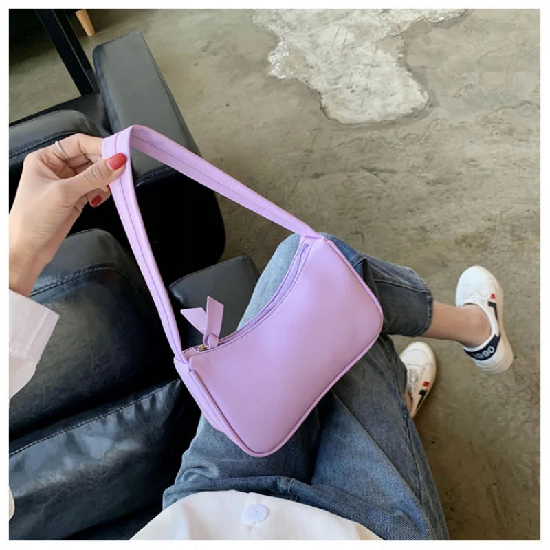 Retro Solid Totes Bags Women's Handbags PU Leather Shoulder Underarm Bag