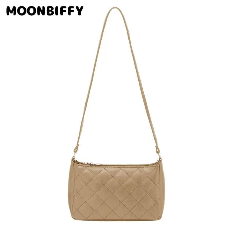 Retro Solid PU Leather Shoulder Bag for Women