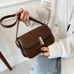 Retro Solid Women's Bag PU Leather Small Square Bag All-match Handbags