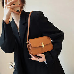 Retro Solid Women's Bag PU Leather Small Square Bag All-match Handbags