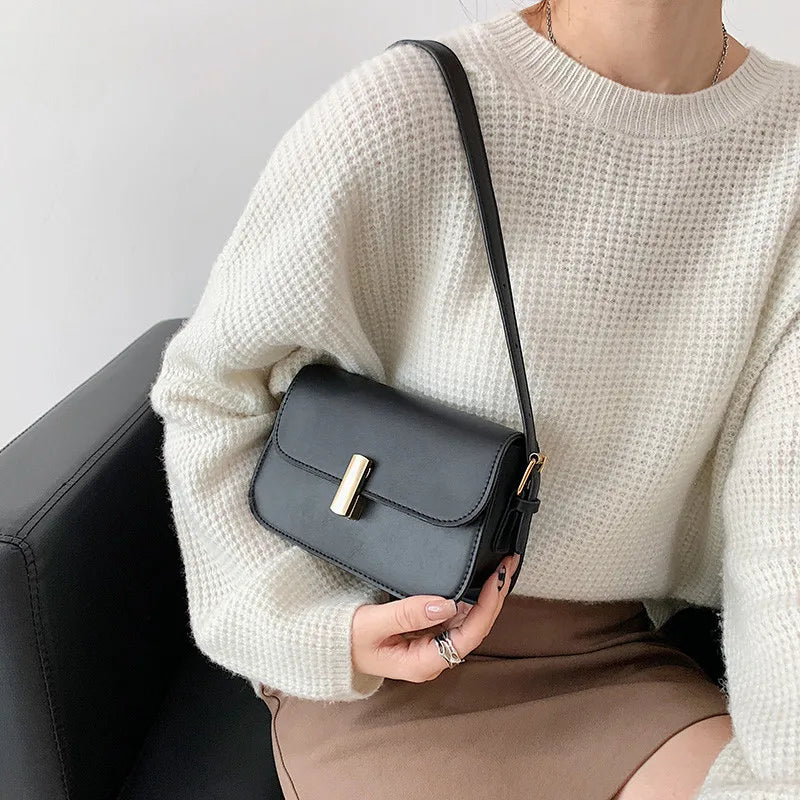 Retro PU Leather Shoulder Bag Texture Small Square Bag All-match Handbags
