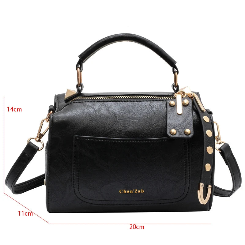 Retro Square Box Handbag Small Women Bag Crossbody Rivet Clutch Purse