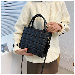 Retro Square Shoulder Bags for Women Bag PU Leather Crossbody Plaid Purse