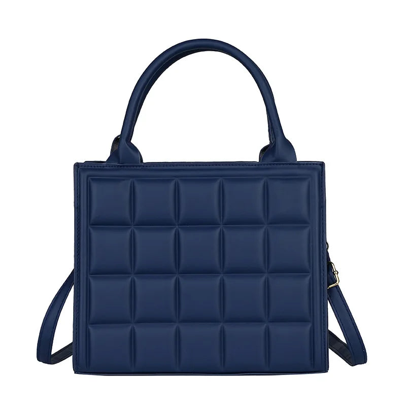 Retro Square Shoulder Bags for Women Bag PU Leather Crossbody Plaid Purse