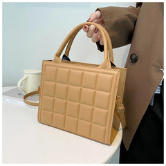 Retro Square Shoulder Bags for Women Bag PU Leather Crossbody Plaid Purse