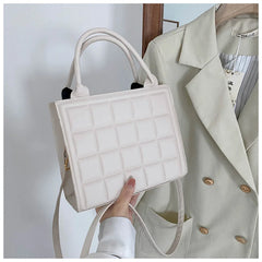 Retro Square Shoulder Bags for Women Bag PU Leather Crossbody Plaid Purse