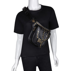 Steam Punk Leather Waist Bag Serpentine Crossbody Rock Gothic Fanny Pack