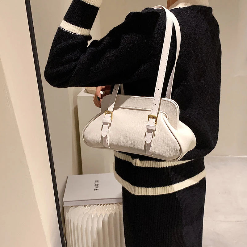 Retro Style Underarm Shoulder Bags Woman Purses Texture Boston Bag