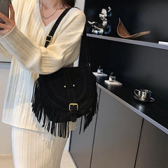 Retro Tassel Shoulder Bag Crossbody Saddle Handbags
