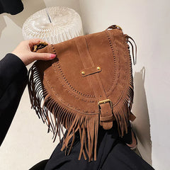 Retro Tassel Shoulder Bag Crossbody Saddle Handbags