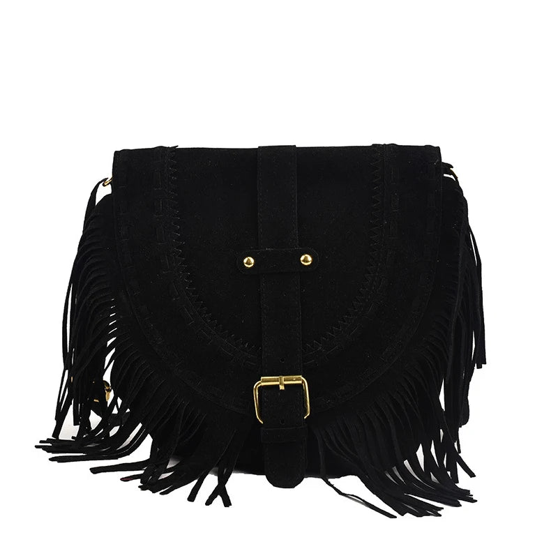 Retro Tassel Shoulder Bag Crossbody Saddle Handbags