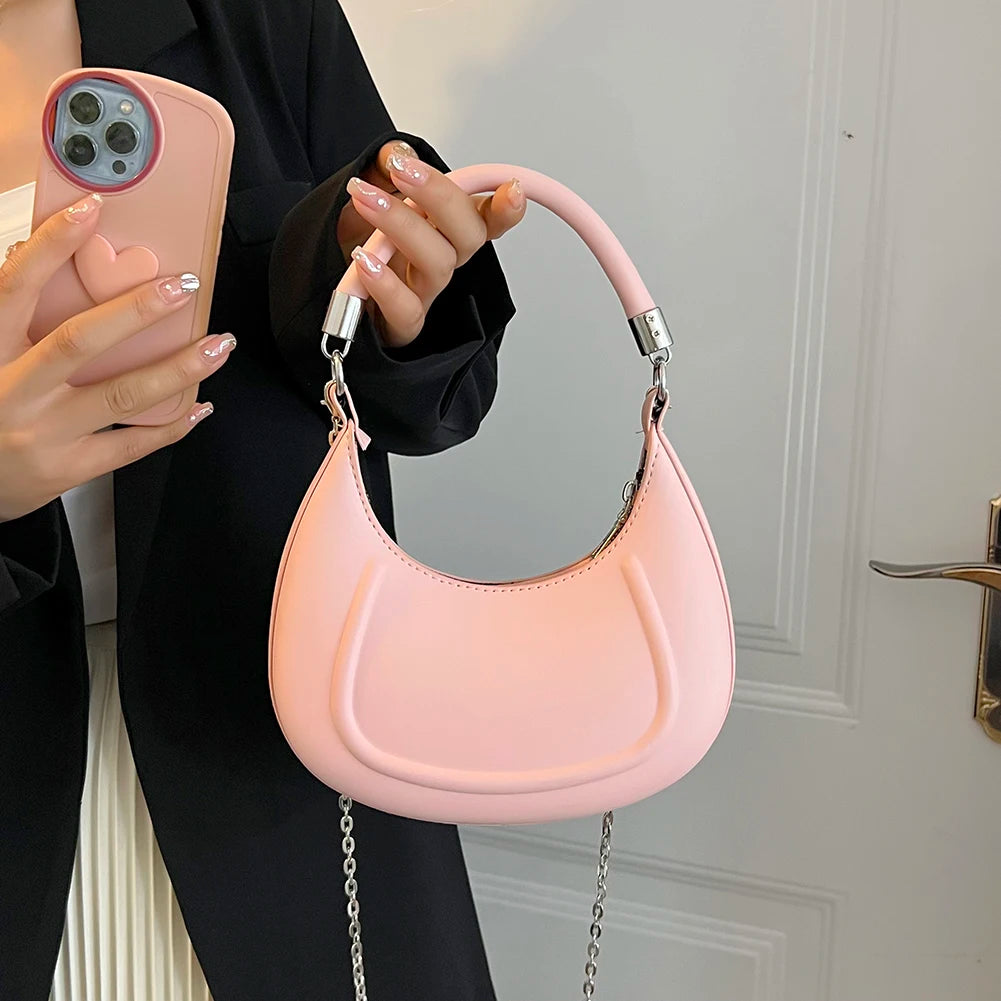 Vintage Half Moon Handbag Subaxillary Bag Mini Shoulder Bag for Women