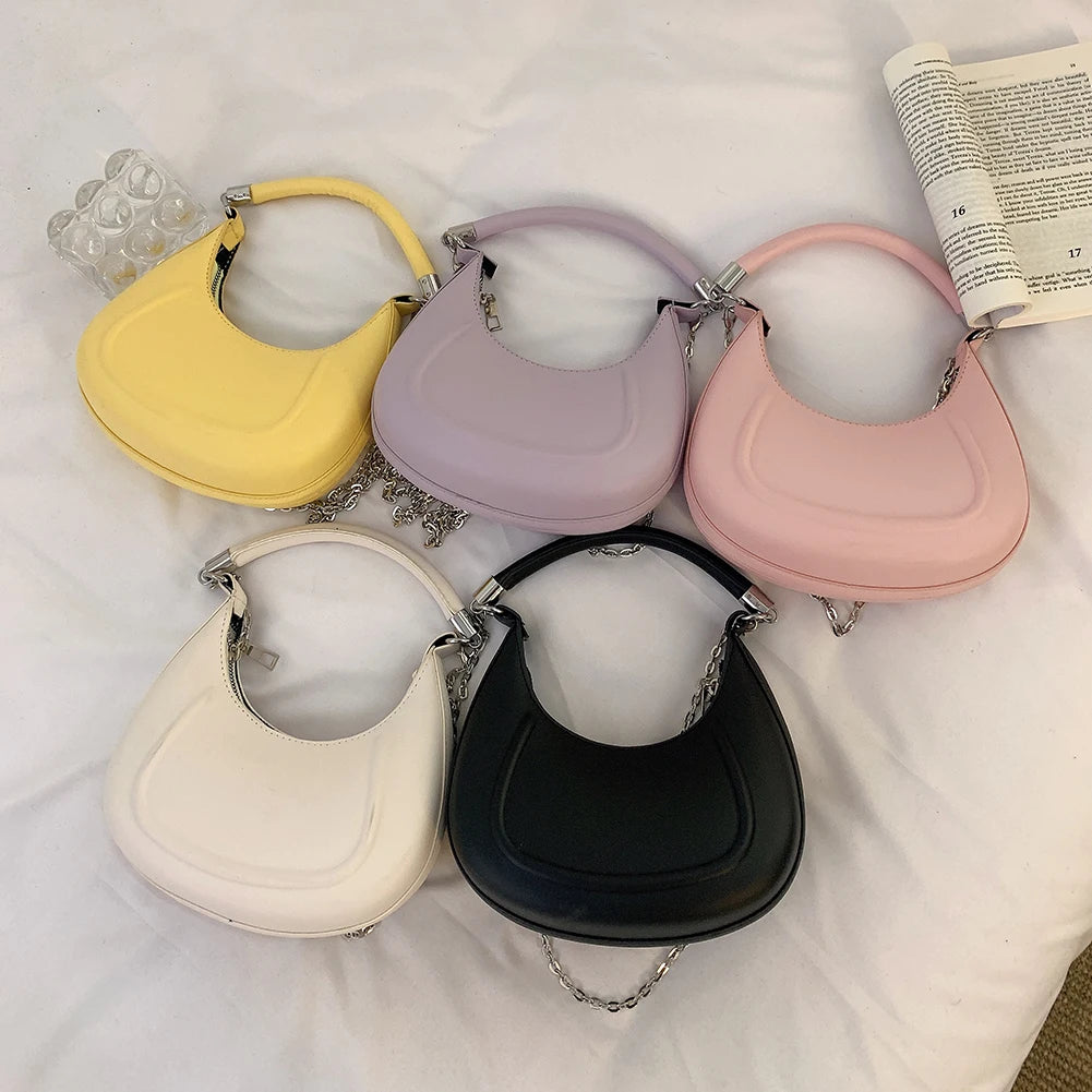 Vintage Half Moon Handbag Subaxillary Bag Mini Shoulder Bag for Women