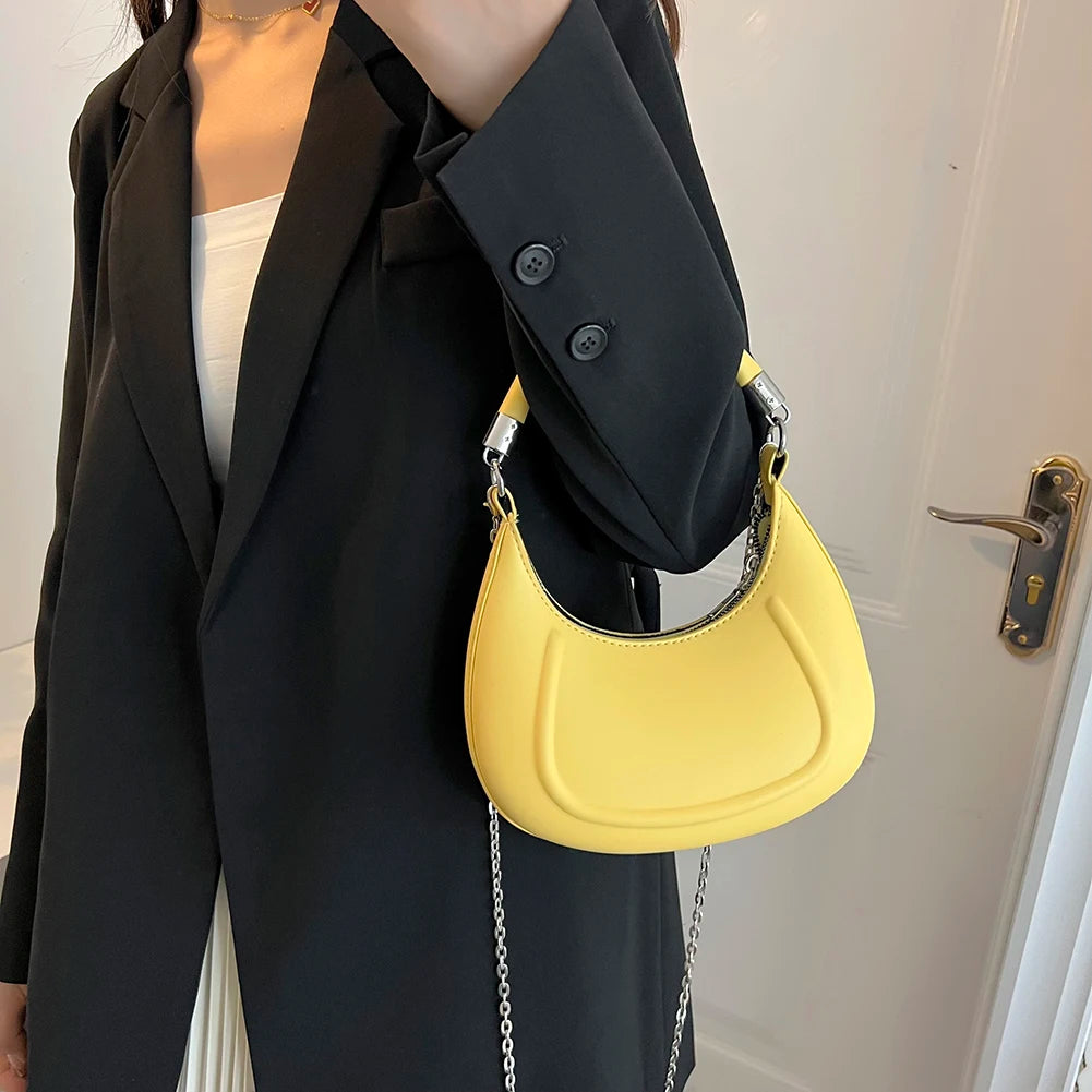 Vintage Half Moon Handbag Subaxillary Bag Mini Shoulder Bag for Women