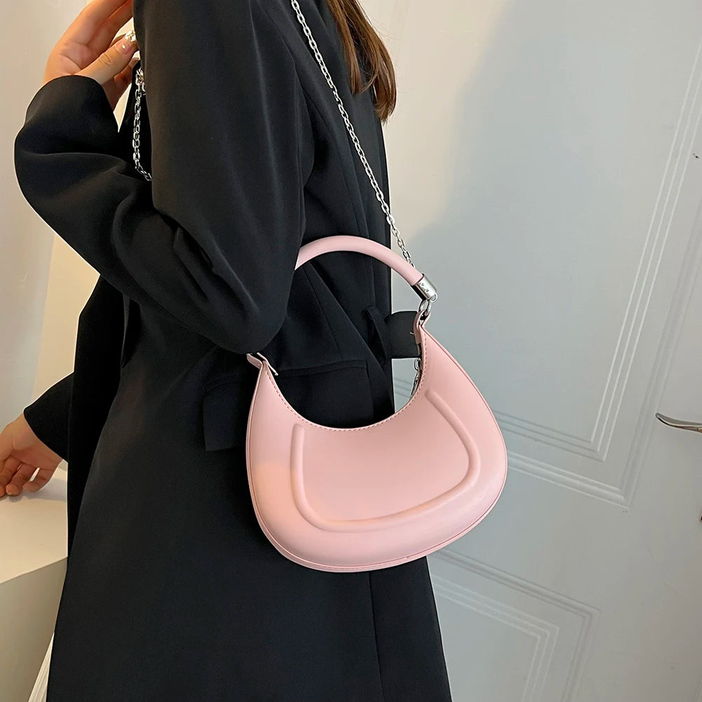 Vintage Half Moon Handbag Subaxillary Bag Mini Shoulder Bag for Women