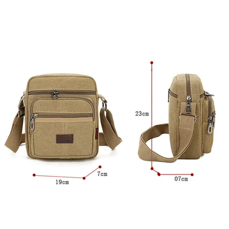 Retro Travel Men's Shoulder Bag Flip Solid Casual Messenger Canvas Zipper