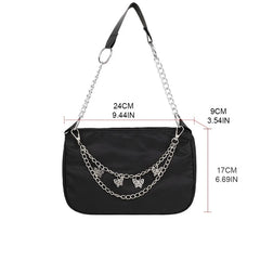 Retro Underarm Bag Clutch with Chain Nylon Shoulder Tote Handbag