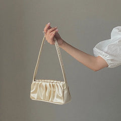 Retro Underarm Satin Folds Shoulder Bag for Woman