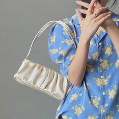 Retro Underarm Satin Folds Shoulder Bag for Woman