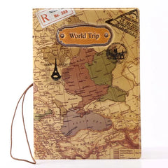 Retro Vintage Travel Map Passport Holder Multi-Function Document Set