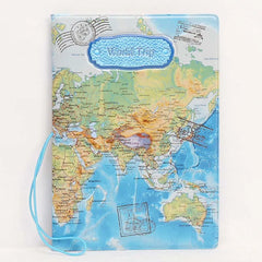 Retro Vintage Travel Map Passport Holder Multi-Function Document Set