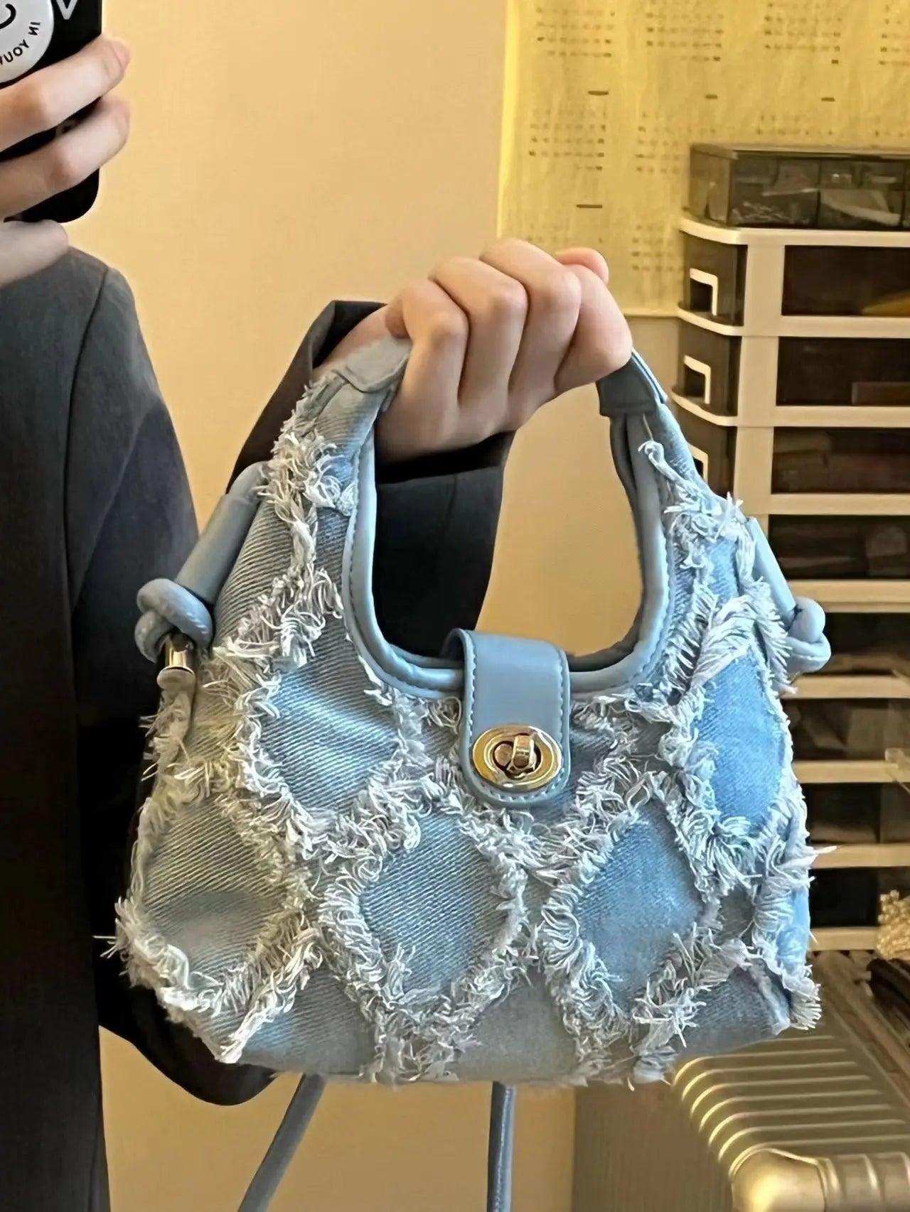 Vintage Denim Casual Shoulder Bag for Women
