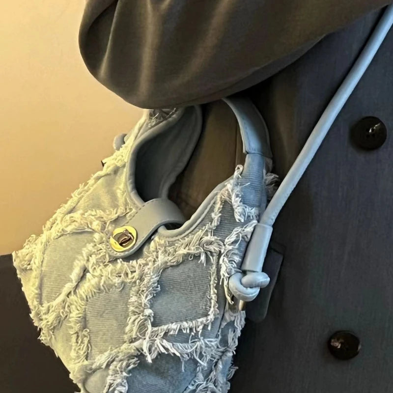 Vintage Denim Casual Shoulder Bag for Women