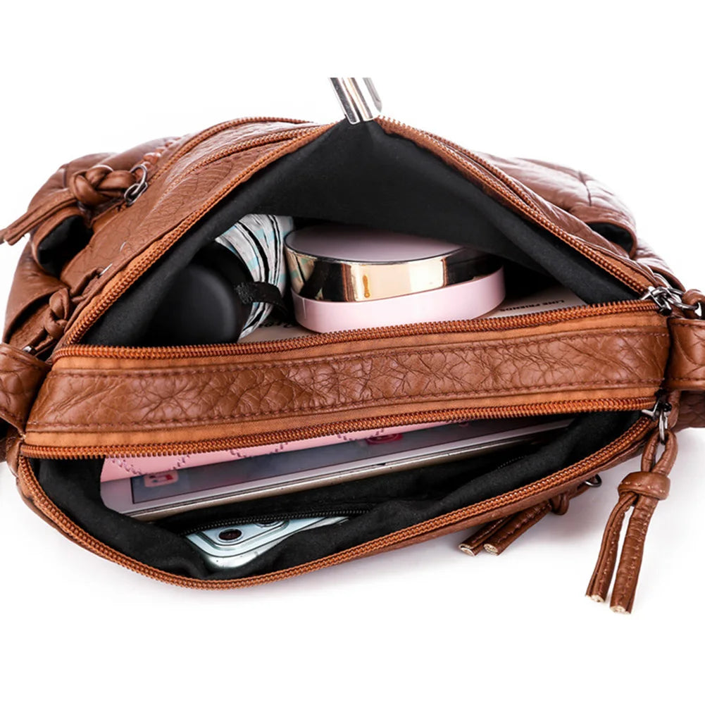 Retro PU Leather Crossbody Bags For Women Shoulder Bag Large Capacity Tote Bags