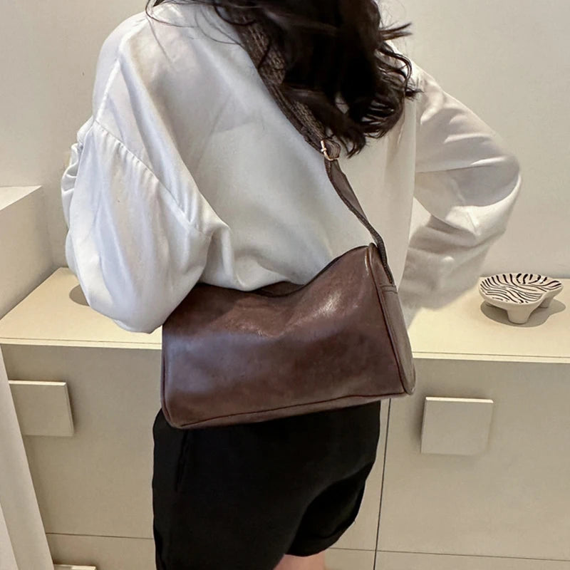 Wide Strap Shoulder Bag PU Leather Crossbody Hot Satchel Bags Casual Handbag
