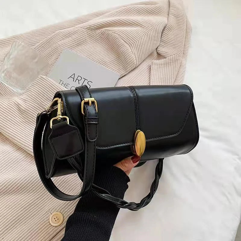 Vintage Solid Crossbody Bag for Women