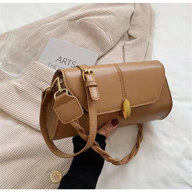 Vintage Solid Crossbody Bag for Women