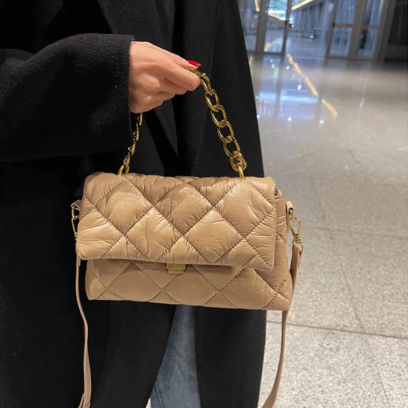Retro Women Bag Chain Handbag Purse Soft Leather Shoulder Bag