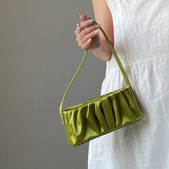 Retro Satin Folds Underarm Cloth Bag Light Wild Girl Rachel Handbag