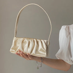 Retro Satin Folds Underarm Cloth Bag Light Wild Girl Rachel Handbag