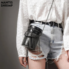 Vintage Tassel Bucket Crossbody Bag for Women
