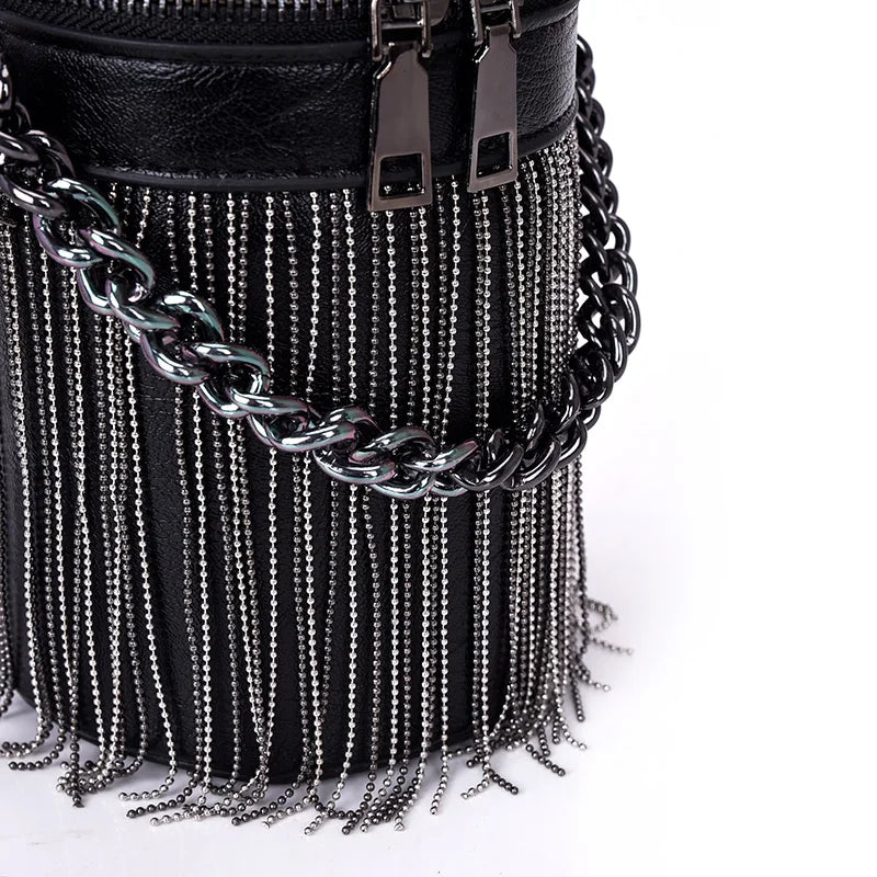 Vintage Tassel Bucket Crossbody Bag for Women