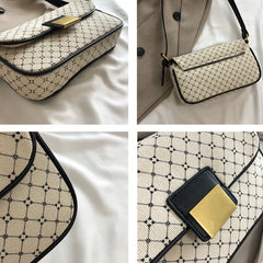 Retro Women Bags Print Strap Female Handbags Pu Leather Crossbody Messenger Bag
