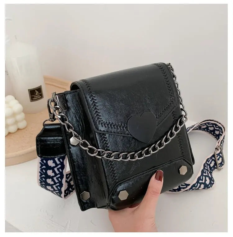 Retro Women Handbag Crossbody Messenger PU Leather Flap Shoulder Bag