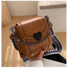 Retro Women Handbag Crossbody Messenger PU Leather Flap Shoulder Bag