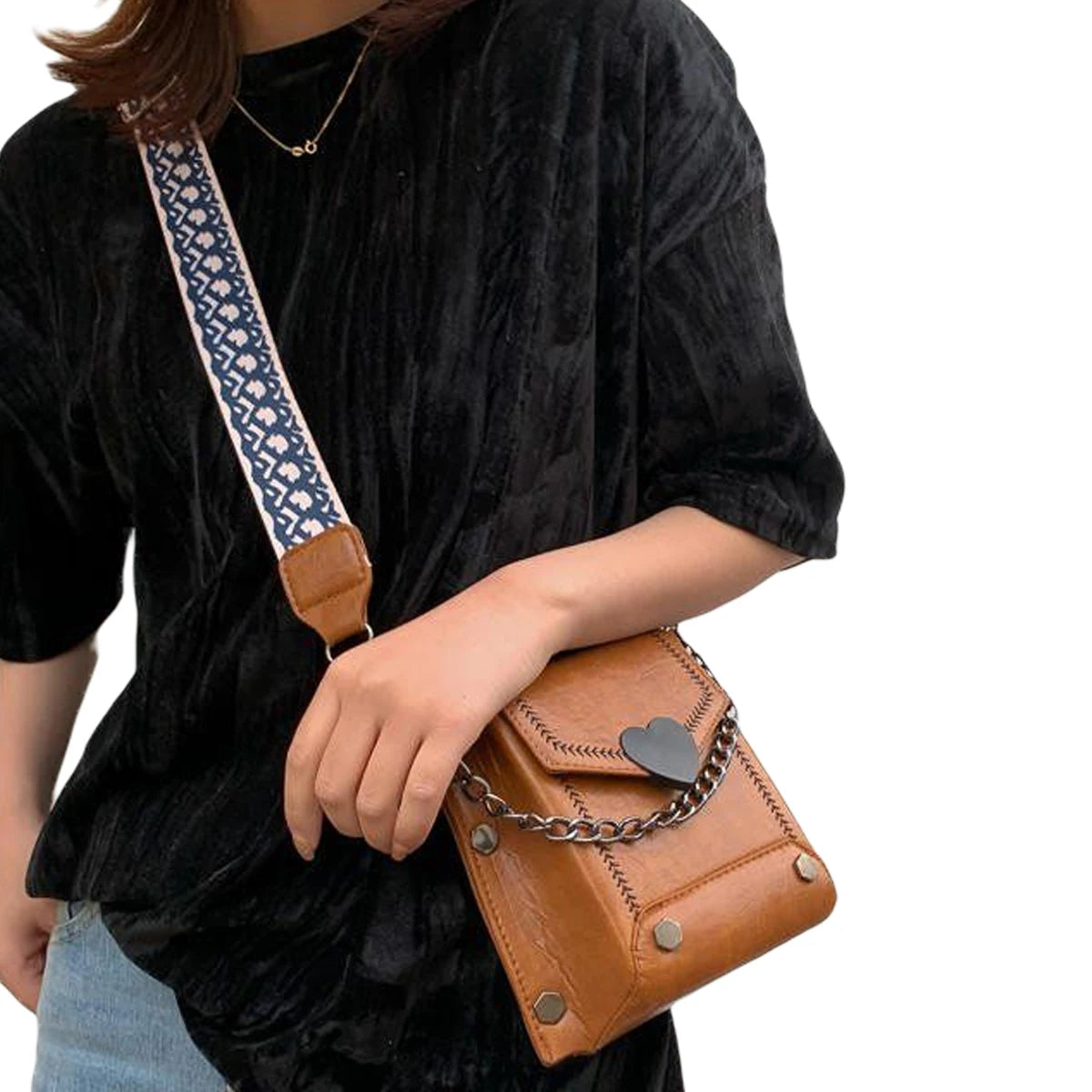 Retro Women Handbag Crossbody Messenger PU Leather Flap Shoulder Bag