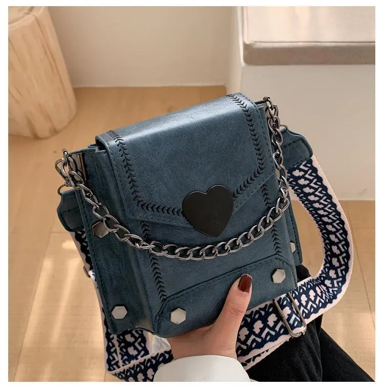 Retro Women Handbag Crossbody Messenger PU Leather Flap Shoulder Bag