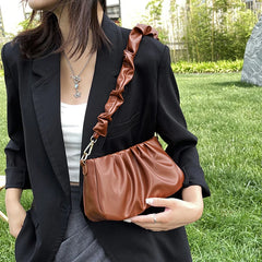 Retro Women Handbags PU Leather Shoulder Bag White/Black/Brown Zipper Bags
