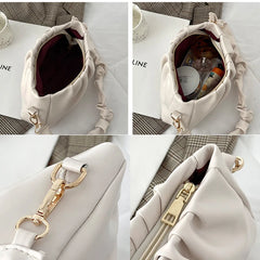 Retro Women Handbags PU Leather Shoulder Bag White/Black/Brown Zipper Bags