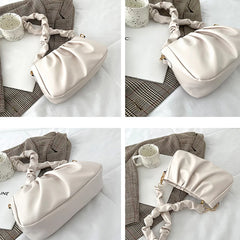 Retro Women Handbags PU Leather Shoulder Bag White/Black/Brown Zipper Bags