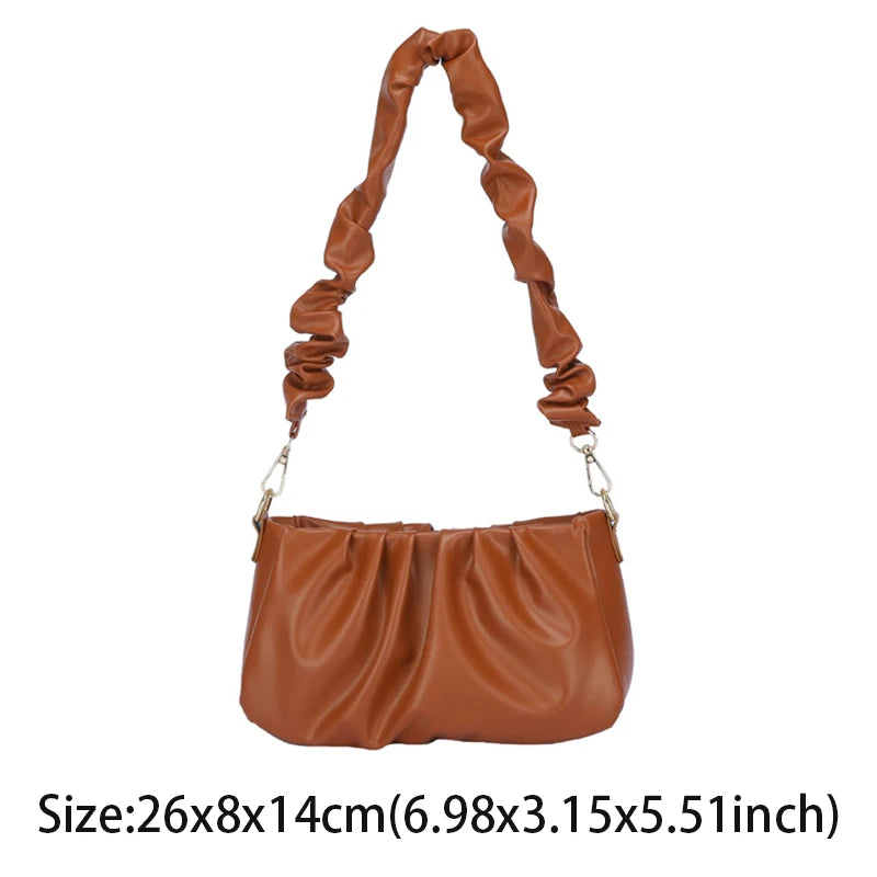Retro Women Handbags PU Leather Shoulder Bag White/Black/Brown Zipper Bags