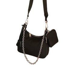 Nylon Women Hobos Handbag with Chain Crossbody Bag