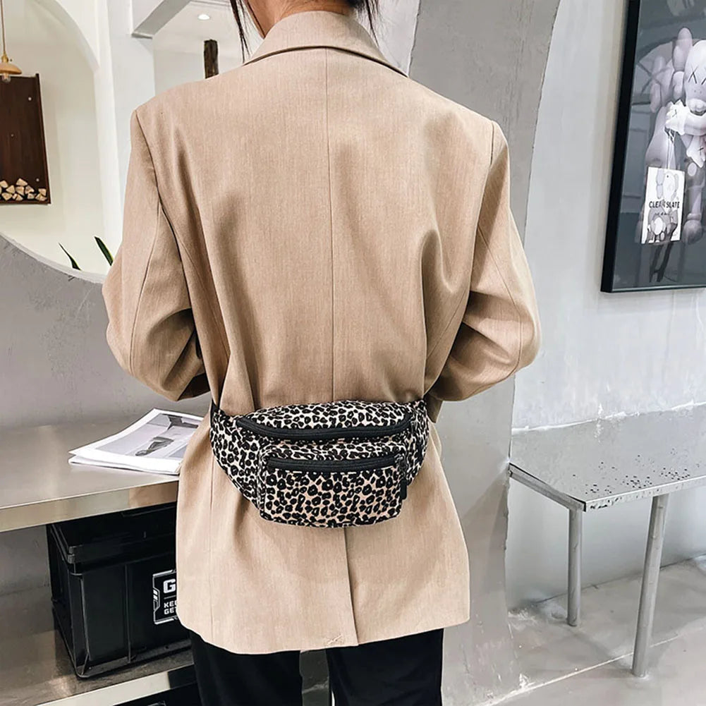 Retro Leopard Print Messenger Chest Bag